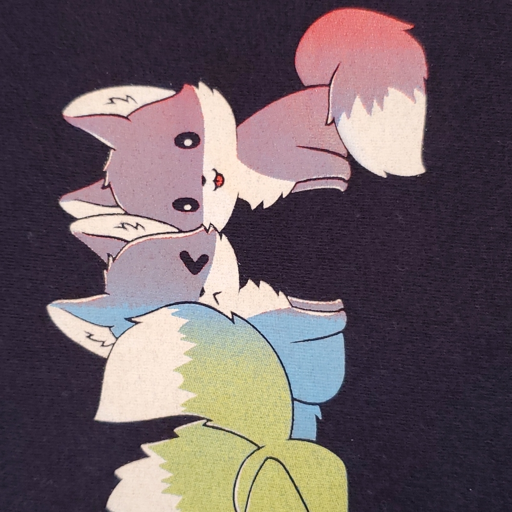 L.A.T. tee turtle 'rainbow foxes' Short Sleeve Graphic Tee Lg. - Picture 6 of 8